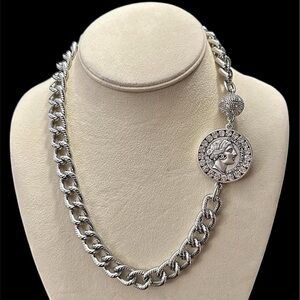 CHANEL Silver and Crystal Necklace
